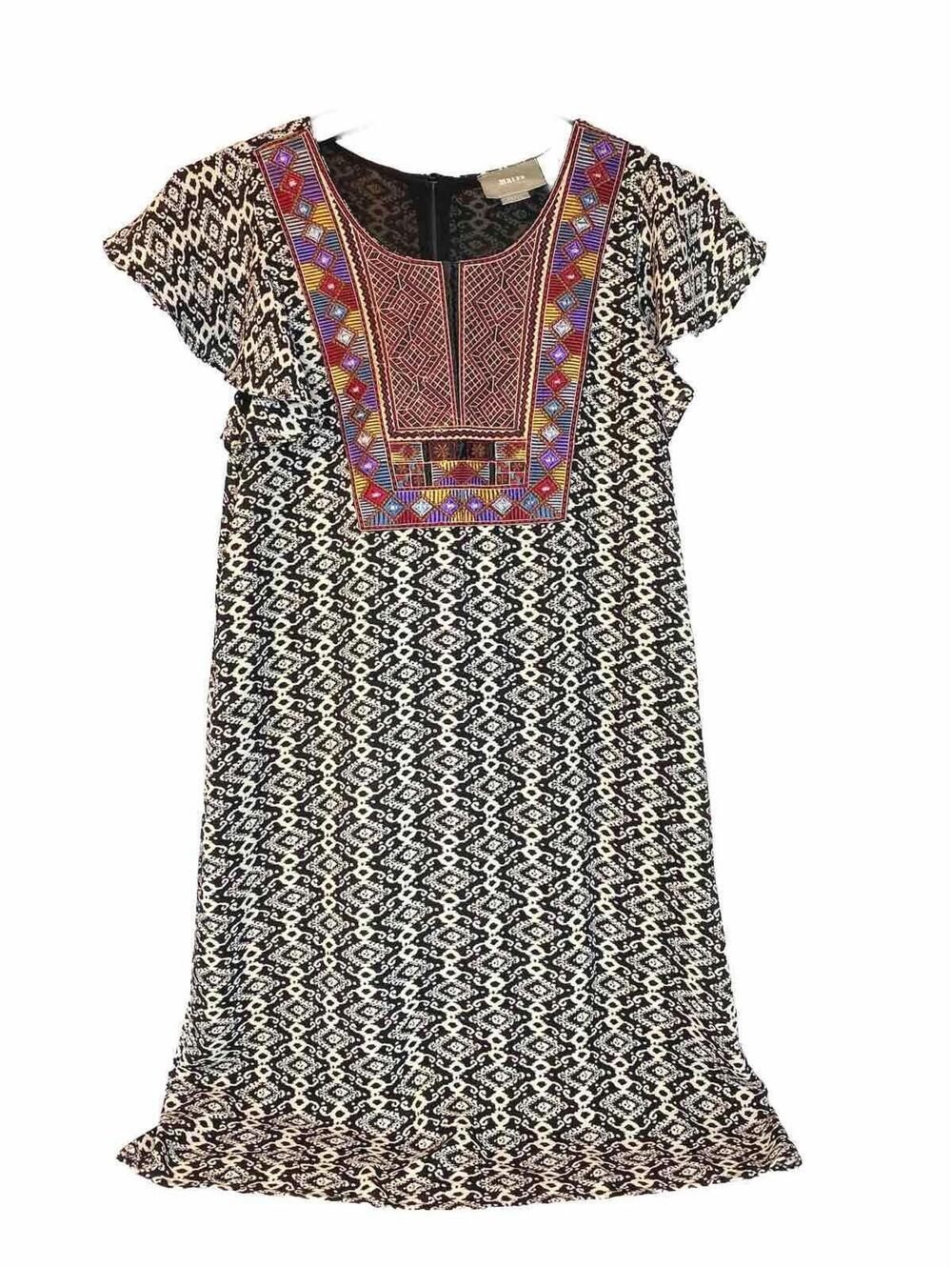 Maeve Anthropologie boho dress S/M embroidered yoke tribal southwest aztec